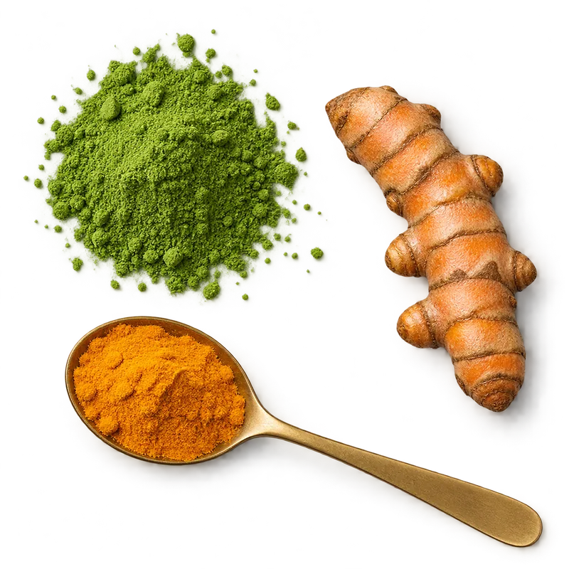 Matcha and turmeric